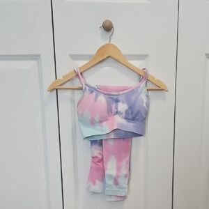 Pastel Tie-Dye Active Crop Tank and Leggings Set